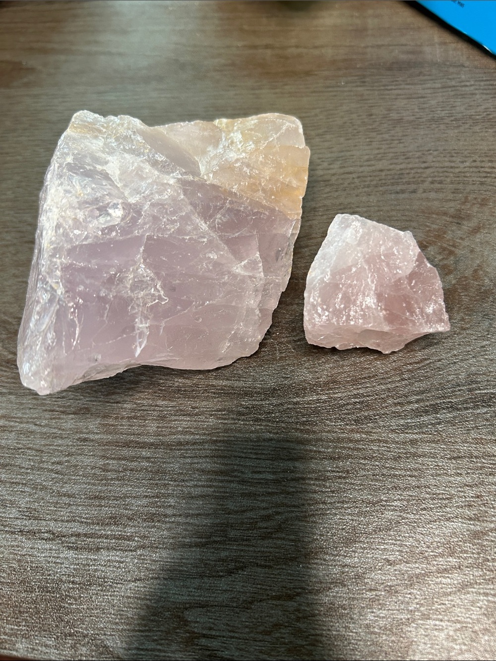Raw Rose Quartz Crystal Pair - Light Pink Gemstones